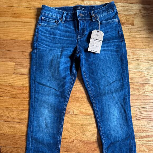 New with tags Lucky Brand blue denim Lolita crop jeans size 4 / 27 - Picture 2 of 5
